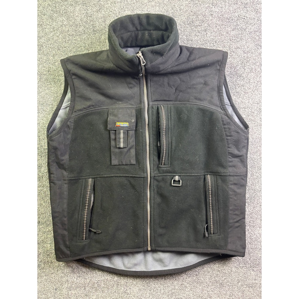 Blaklader Workwear Fleece Vest Mens L Black Windblocker Full Zip Utility Pockets
